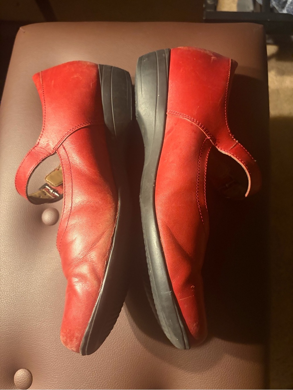 Dansko Red Leather Slip-On Clogs